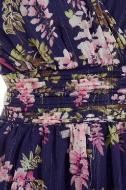 Navy Chiffon Floral Tiered Maxi Dress -Princess Style Shop 00100036951 ZS