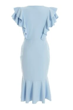 Light Blue Buckle Frill Midi Dress -Princess Style Shop 00100036956 ZB