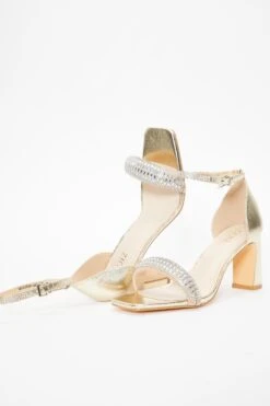 Gold Foil Diamante Heeled Sandals -Princess Style Shop 00100036973 XS