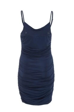 Navy Ruched Bodycon Mini Dress -Princess Style Shop 00100036986 ZB