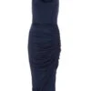 Navy Ruched Bodycon Midi Dress -Princess Style Shop 00100036987 ZM