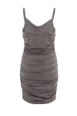 Grey Ruched Bodycon Mini Dress -Princess Style Shop 00100036990 ZB