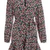 Black Ditsy Floral Wrap Mini Dress -Princess Style Shop 00100036991 ZM
