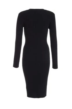 Black Knitted Button Midi Dress -Princess Style Shop 00100036994 ZB