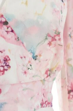 Light Pink Chiffon Floral Crop Top -Princess Style Shop 00100037024 ZS