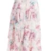 Light Pink Chiffon Floral Tiered Midi Skirt