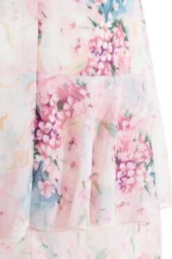Light Pink Chiffon Floral Tiered Midi Skirt -Princess Style Shop 00100037025 ZS