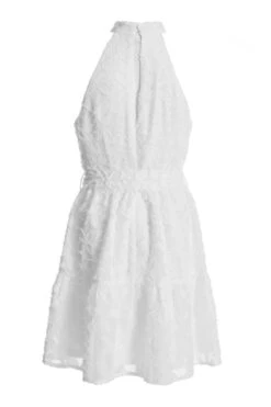 White Jacquard Halter Neck Mini Dress -Princess Style Shop 00100037028 ZB