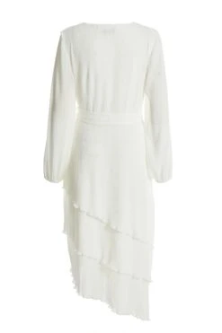 White Chiffon Crinkle Wrap Midi Dress -Princess Style Shop 00100037029 ZB