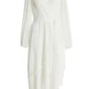 White Chiffon Crinkle Wrap Midi Dress -Princess Style Shop 00100037029 ZM