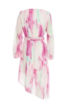 Pink Chiffon Marble Print Midi Dress -Princess Style Shop 00100037030 ZB