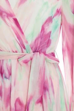 Pink Chiffon Marble Print Midi Dress -Princess Style Shop 00100037030 ZS