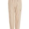 Stone Faux Leather Cargo Trousers