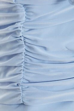 Blue Tie Front Ruched Bodycon Mini Dress -Princess Style Shop 00100037044 ZS