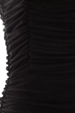 Black Tie Front Ruched Bodycon Mini Dress -Princess Style Shop 00100037045 ZS