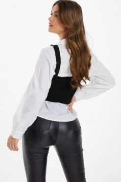 Black Two In One Knitted Vest Shirt -Princess Style Shop 00100037046 XB