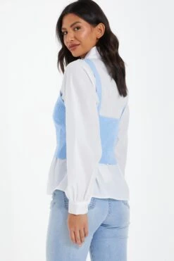 Blue Two In One Knitted Vest Shirt -Princess Style Shop 00100037048 XB