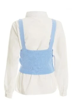 Blue Two In One Knitted Vest Shirt -Princess Style Shop 00100037048 ZB
