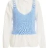 Blue Two In One Knitted Vest Shirt -Princess Style Shop 00100037048 ZM