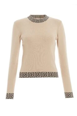 Stone Geometric Knitted Jumper