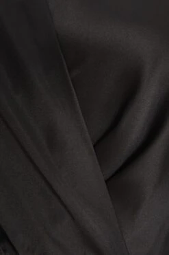 Black Satin Button Mini Shirt Dress -Princess Style Shop 00100037097 ZS