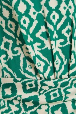 Green Satin Aztec Wrap Playsuit -Princess Style Shop 00100037098 ZS