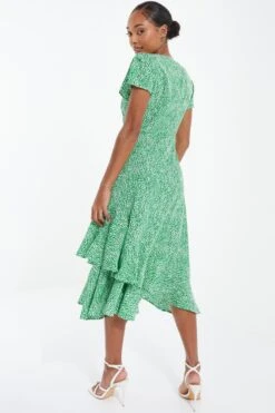 Green Polka Dot Frill Midi Dress -Princess Style Shop 00100037101 XB