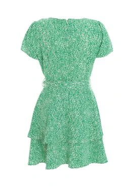 Green Polka Dot Wrap Mini Dress -Princess Style Shop 00100037102 ZB