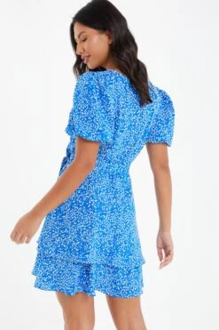 Blue Smudge Animal Print Mini Dress -Princess Style Shop 00100037104 XB