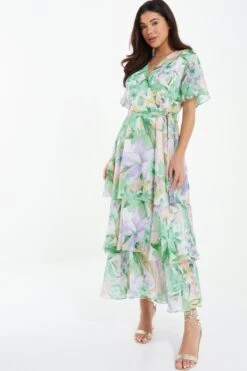 Multicoloured Tropical Print Midaxi Dress -Princess Style Shop 00100037130 XS