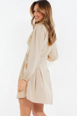 Stone Satin Button Shirt Mini Dress -Princess Style Shop 00100037131 XB