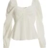 Cream Satin Ruched Top 1 Cream Satin Ruched Top -Princess Style Shop 00100037133 ZM