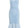 Light Blue Lace Fishtail Midi Dress -Princess Style Shop 00100037172 ZM