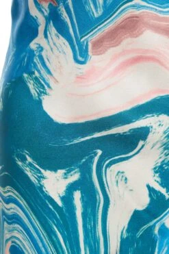 Blue Satin Marble Print Midaxi Dress -Princess Style Shop 00100037175 ZS