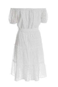White Broderie Bardot Mini Dress -Princess Style Shop 00100037176 ZB