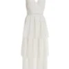 White Chiffon Lace Tiered Midi Dress -Princess Style Shop 00100037177 ZM