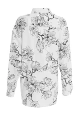 Cream Floral Long Sleeved Shirt -Princess Style Shop 00100037179 ZB