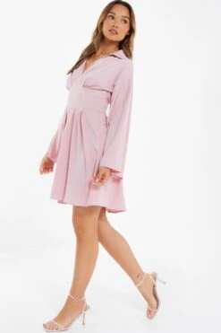 Light Pink Corset Shirt Mini Dress -Princess Style Shop 00100037205 XS