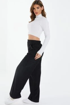 Black Cargo Palazzo Trousers -Princess Style Shop 00100037220 XS