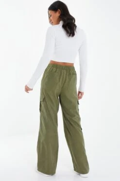Khaki Cargo Palazzo Trousers -Princess Style Shop 00100037222 XB