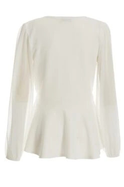 Cream Chiffon Buckle Peplum Top -Princess Style Shop 00100037224 ZB