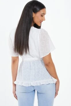 Cream Chiffon Lace Peplum Top -Princess Style Shop 00100037228 XB