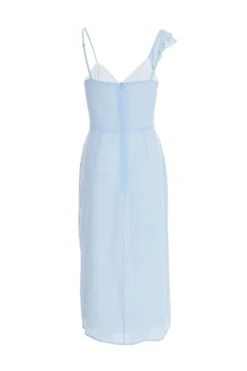 Light Blue Textured Frill Midi Dress -Princess Style Shop 00100037308 ZB