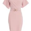 Light Pink Buckle Wrap Midi Dress