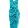 Aqua Wrap Ruched Midi Dress -Princess Style Shop 00100037312 ZM
