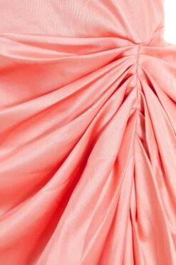 Coral Wrap Ruched Midi Dress -Princess Style Shop 00100037313 ZS