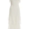 White Chiffon Dobby Tiered Maxi Dress -Princess Style Shop 00100037314 ZM