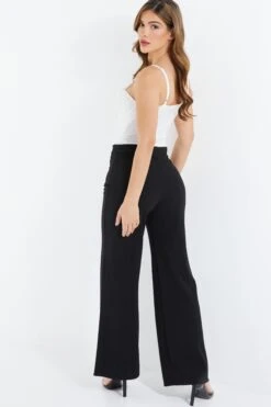 Black Button Palazzo Trousers -Princess Style Shop 00100037329 XB