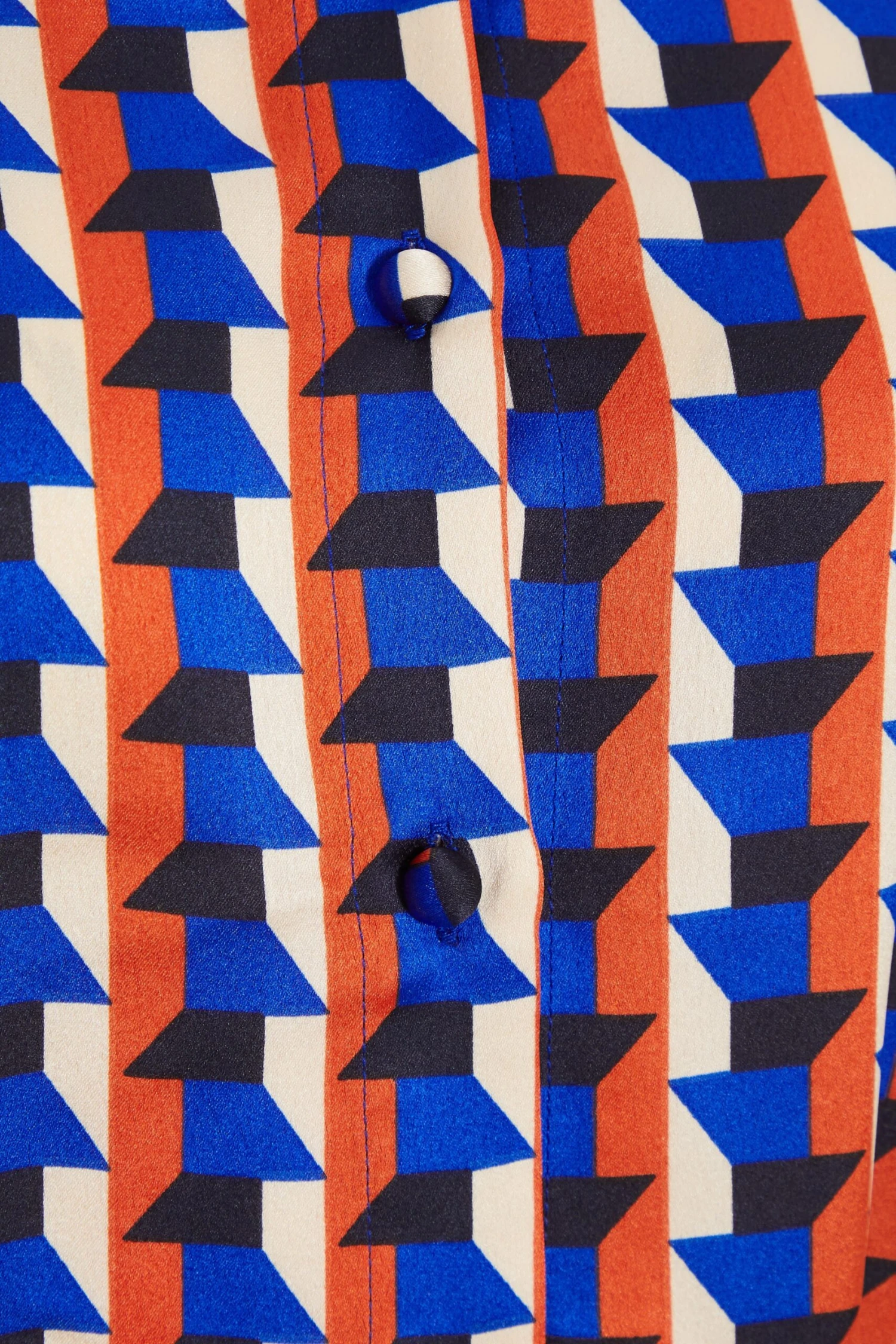 Blue Satin Geometric Mini Shirt Dress 8 Blue Satin Geometric Mini Shirt Dress - Image 6