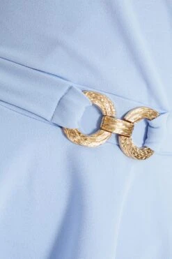 Light Blue Buckle Peplum Top -Princess Style Shop 00100037343 ZS